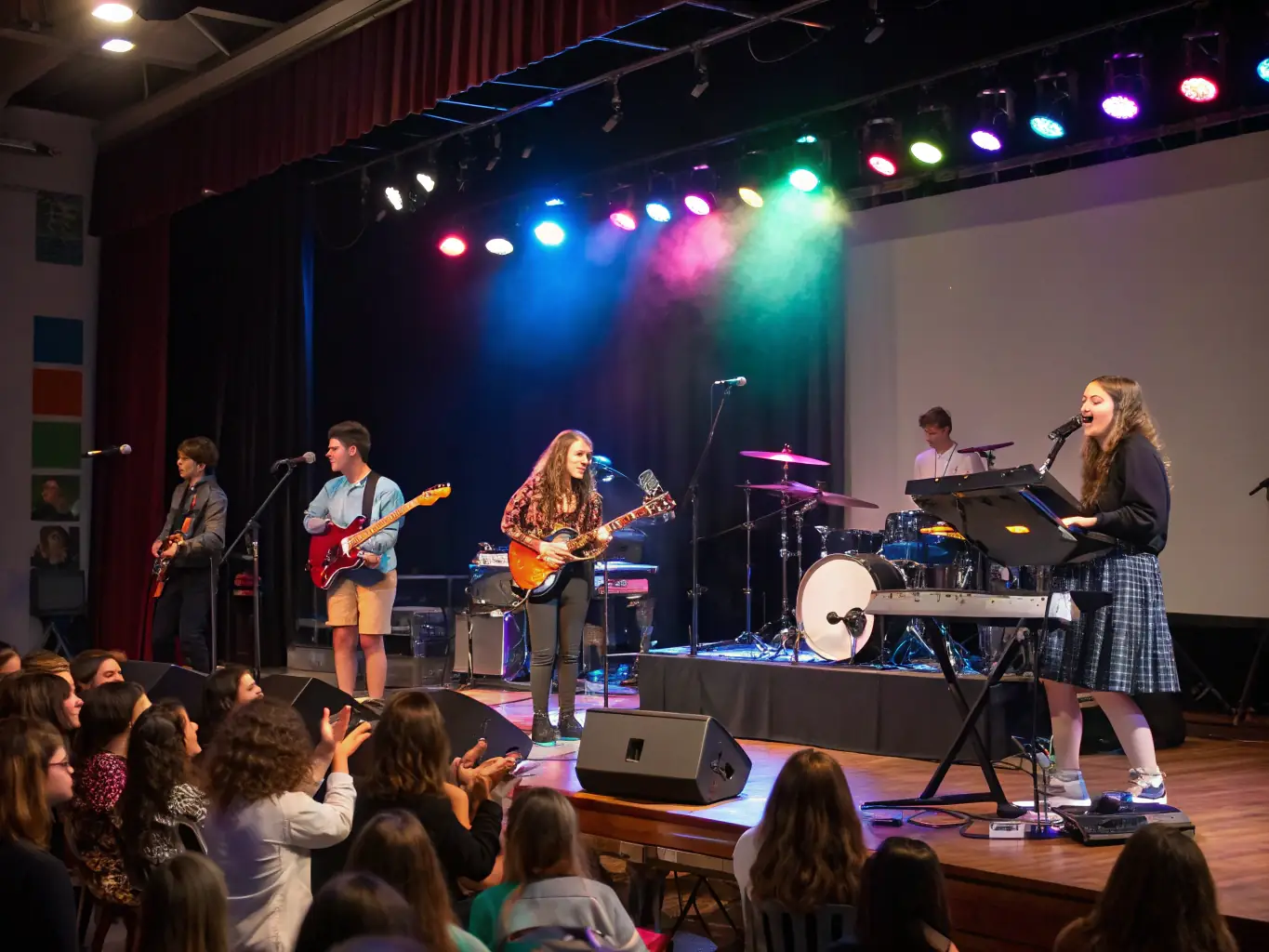 A dynamic image of a live musical performance in a community center, highlighting the organization's efforts to enhance community access to live music.